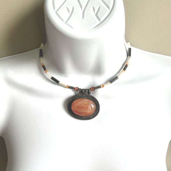 Orange Agate Choker Necklace - Picture 2 of 7